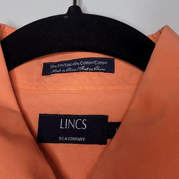 Lincs Silk Blend Peach Coral orange long sleeve Button up Mens Size large - Picture 11 of 13